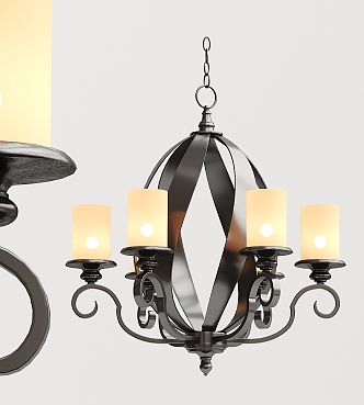 Industrial LOFT chandelier multi-head chandelier 3d model