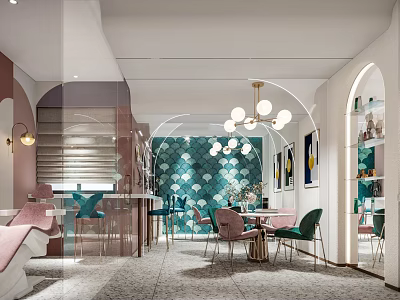 Elegant Beauty Hair Salon Interior With Luxury Decor Stylish Mirrors And Modern Lighting 3d model