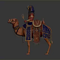 Ancient Egyptian Camel Rider In Traditional Attire With Ornate Scepter And Shield