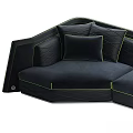 Modern Black Sectional Sofa With Plush Cushions And Stitching Details 3d model