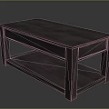 Dark Brown Wooden Coffee Table With Two Tier Shelf And Simple Design