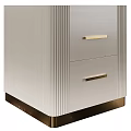 Modern White Nightstand Design With Two Drawers Gold Handles And Metal Base