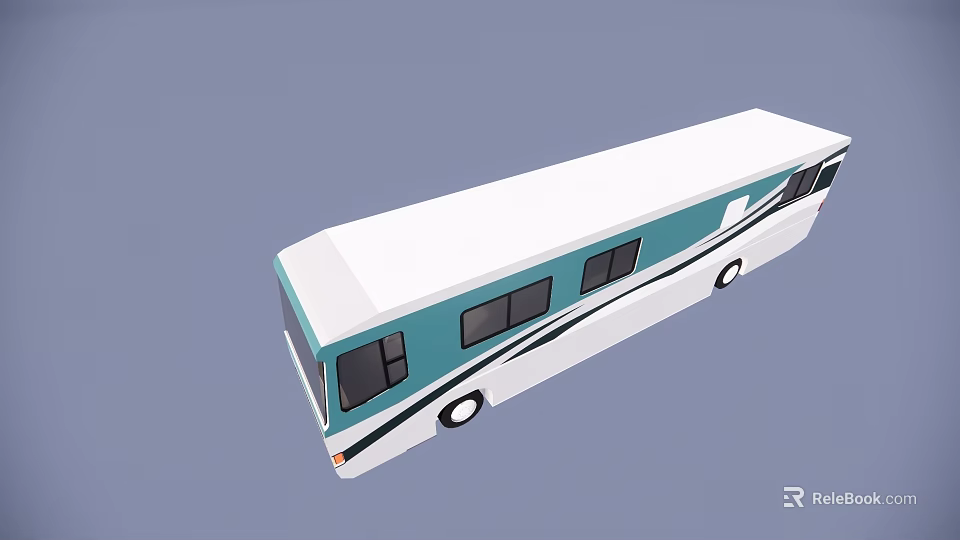 Blue and White Bus Exterior Design With Black Windows and Modern Body 3d model 