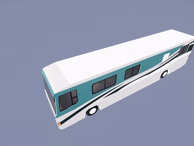 Blue and White Bus Exterior Design With Black Windows and Modern Body 3d model