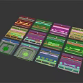Futuristic Sci Fi Tech Panels Arranged In Grid With Neon Accents And Geometric Designs