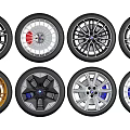 Various Stylish Car Tires With Alloy Rims In Different Colors And Designs