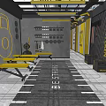 Modern Fitness Gym Interior With Yellow Black Equipment And BE STRONG Floor