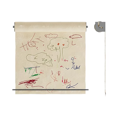 Kids Table and Chair Set with Roll Paper for Children's Art Drawings 3d model