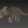 Realistic Ceratopsian Dinosaur With Frilled Head And Brown Striped Body