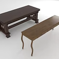 Dark And Light Brown Wooden Tables With Carved And Curved Legs Design