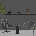 Modern Table And Chairs Set With Grey Upholstered Chair Metal Frame Chair And Small Table