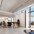 Modern Office Interior Design with Large Windows Desk Ergonomic Chairs and Good Lighting