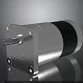 Electric Motor With Silver Metal Casing Green Component And Rotating Shaft