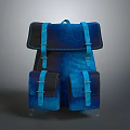 Modern Blue Black Gradient Backpack With Blue Straps Buckles And Front Pockets 3d model