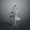 Game Movie Character White Dragon Like Creature With Red Spots Fantasy Wings And Dynamic Pose