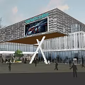Modern Commercial Street With Shawols College Building Night View And Pedestrian Crowd