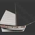 Wooden Model Ship With White Hull Brown Deck Wooden Mast And White Sail Design