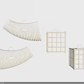 Elegant Modern Bamboo Pendant Lights Featuring Curved And Square Lattice Design