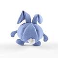 Blue Rabbit Plush Toy with Big Ears Round Body Black Eyes Pink Nose White Teeth