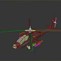 Detailed Military Camouflage Helicopter With Rotors And Weapon Systems