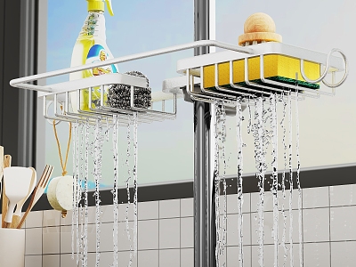 Kitchen Storage Rack Faucet Storage Rack Metal Rack Kitchen Faucet Storage Rack Sponge Cleaning Brush Steel Ball 3d model