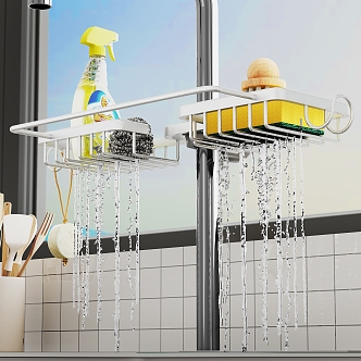 Kitchen Storage Rack Faucet Storage Rack Metal Rack Kitchen Faucet Storage Rack Sponge Cleaning Brush Steel Ball 3d model