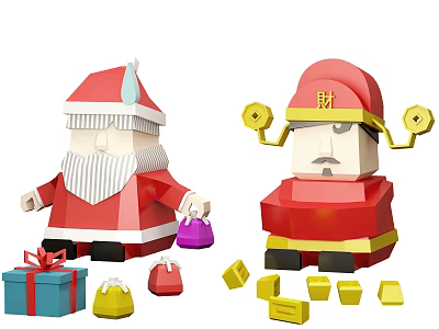 Modern Ornaments Santa Claus God of Wealth Decorations 3d model