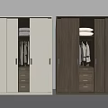 Modern White and Grey Wardrobe Interior With Sliding Doors Hanging Rails and Drawers