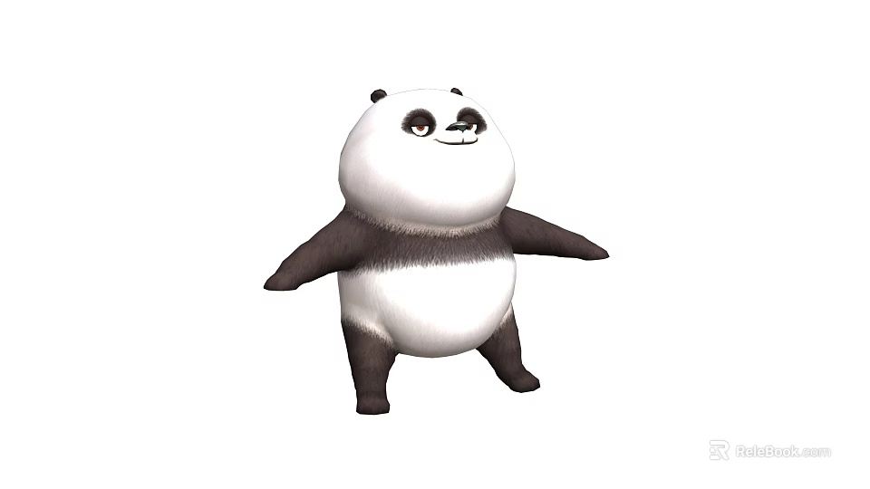 Adorable Cartoon Panda In Standing Pose With Open Arms And Smiling Expression 3d model 