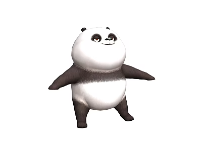 Adorable Cartoon Panda In Standing Pose With Open Arms And Smiling Expression 3d model