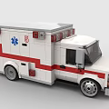 Building Blocks Ambulance Model White with Red Stripes and Green Uniform Paramedic Figure
