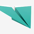 Teal Origami Paper Airplane With Simple Geometric Shape And Minimalist Design Style
