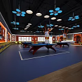 Indoor Sports Fitness Center with Ping Pong Tables Modern Lighting and Training Area