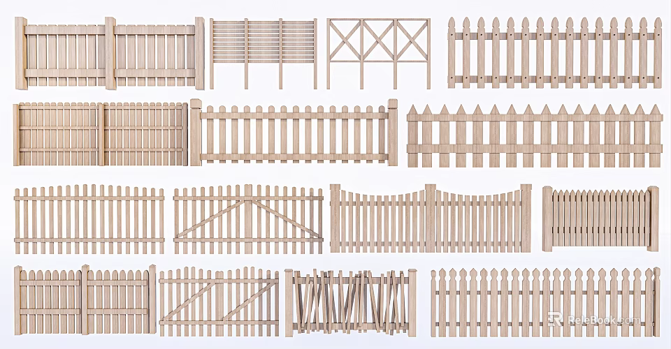 Wooden Railings In Various Designs And Styles For Garden And Outdoor Spaces 3d model 