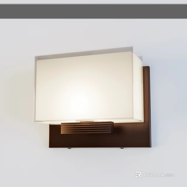 Modern Wall Sconce with White Rectangular Shade and Brown Metal Base Providing Soft Warm Light 3d model 