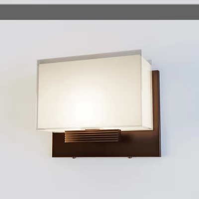Modern Wall Sconce with White Rectangular Shade and Brown Metal Base Providing Soft Warm Light 3d model
