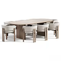 Modern Dining Table And Chairs Combination With Wooden Frame And Fabric Upholstered Seats