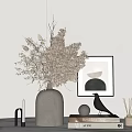 Stylish Modern Decorative Ornament Set With Vase Dried Flowers Bird Figurine Books And Reed Diffuser