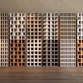 Modern Room Dividers With Various Grid Patterns And Mixed Materials Design 3d model
