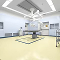 Modern Operating Room Setup With Surgical Table Surgical Lights Monitors Blue Walls And Yellow Floor