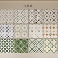 green mosaic tile retro mosaic tile 3d model