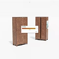 Two Wooden Brown Wardrobes With Double Doors Classic Handles And Simple Design