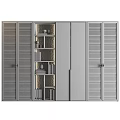 Modern Wardrobe With Louvered Doors Glass Panel Interior Lighting Books And Clothing Storage
