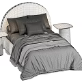 Modern Single Bed With Arched Headboard Bedside Tables And Soft Bedding Pillows 3d model