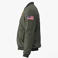 Green Bomber Jacket With Blue And Yellow Patches Gold Zipper And Side Pockets