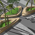 Triangular curved surface special-shaped commercial landscape stool tree pool 3d model