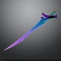 Glowing Blue Purple Gradient Fantasy Sword With Modern Design On Dark Background