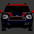 Blue And Red Compact SUV With Red Roof Sporty Wheels And Roof Rack
