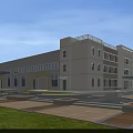 Modern Industrial Factory Building With Multi Story Structure And Large Glass Windows