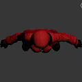 Hooded Character In Red Jumpsuit With Black Gloves And Boots Design